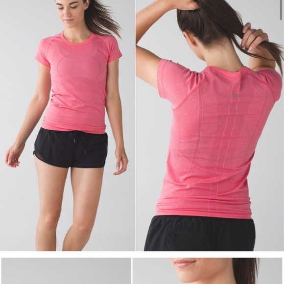 Lululemon Swiftly Tech Short Sleeve Crew Heathered Pink Lemonade Sz 6 - Picture 3 of 5